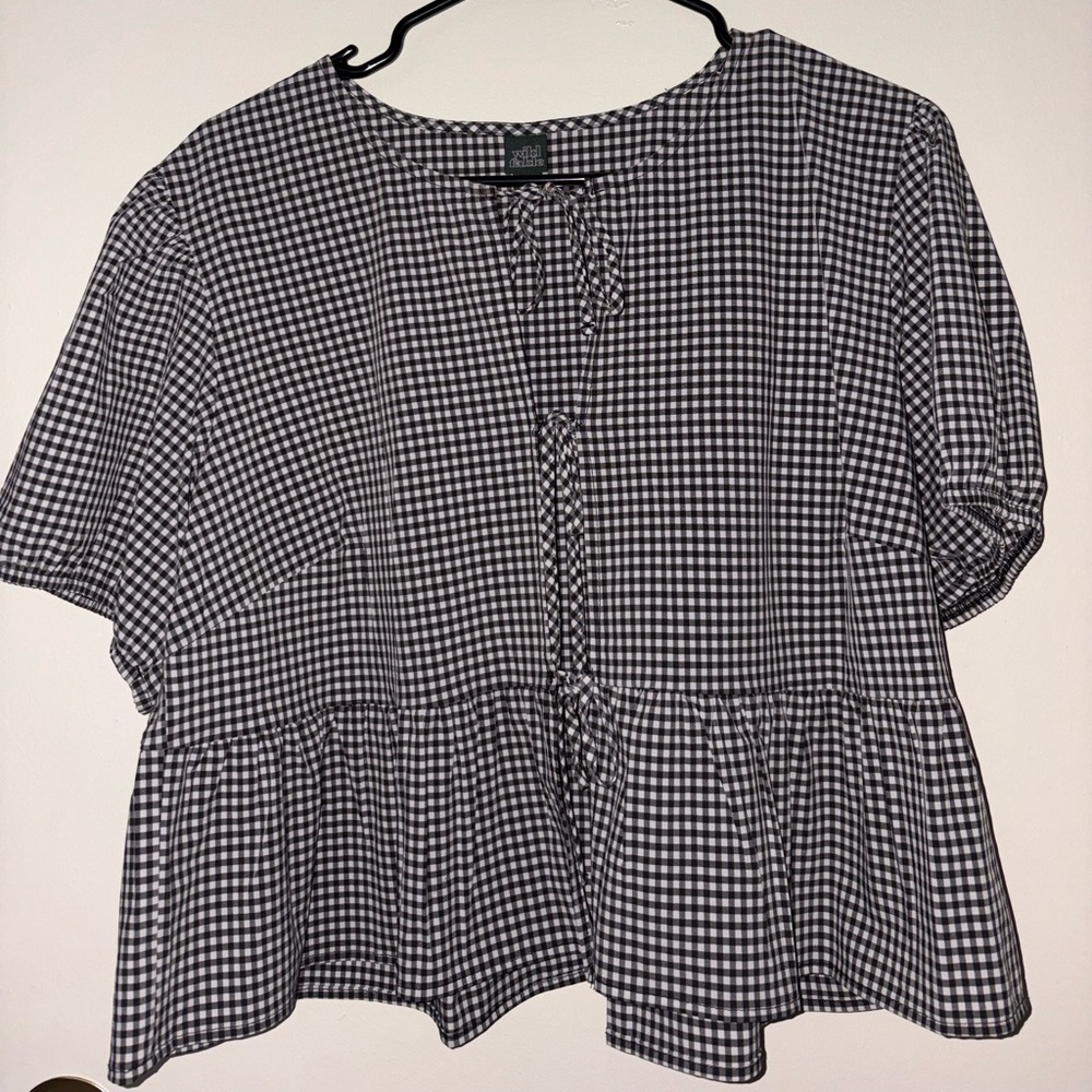 wild fable Black & White Gingham Tie-Front Tunic